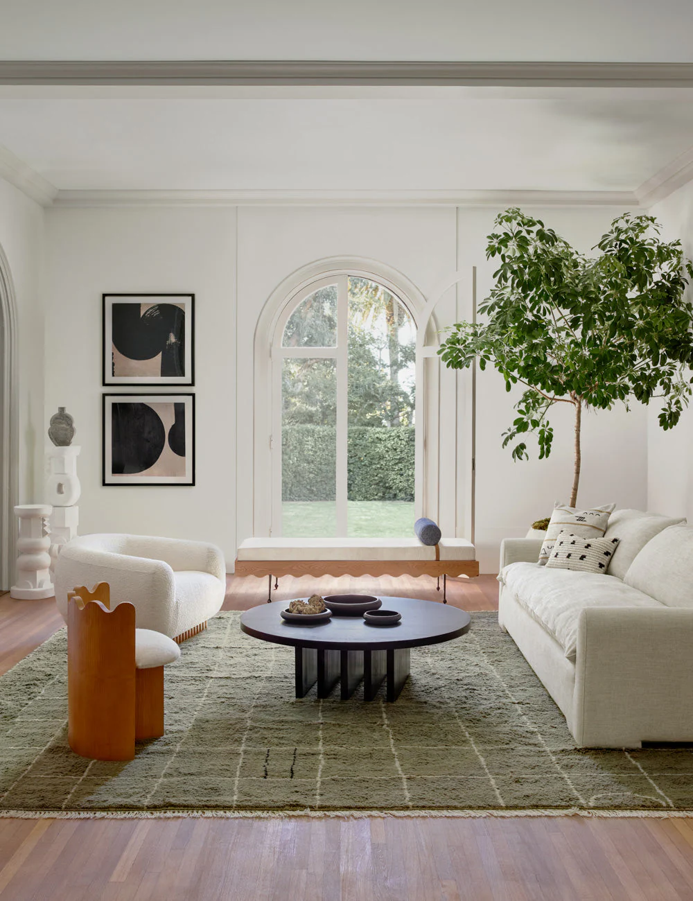 Irregular Grid Hand-Knotted Wool Rug Swatch by Sarah Sherman Samuel, Khaki - Image 5
