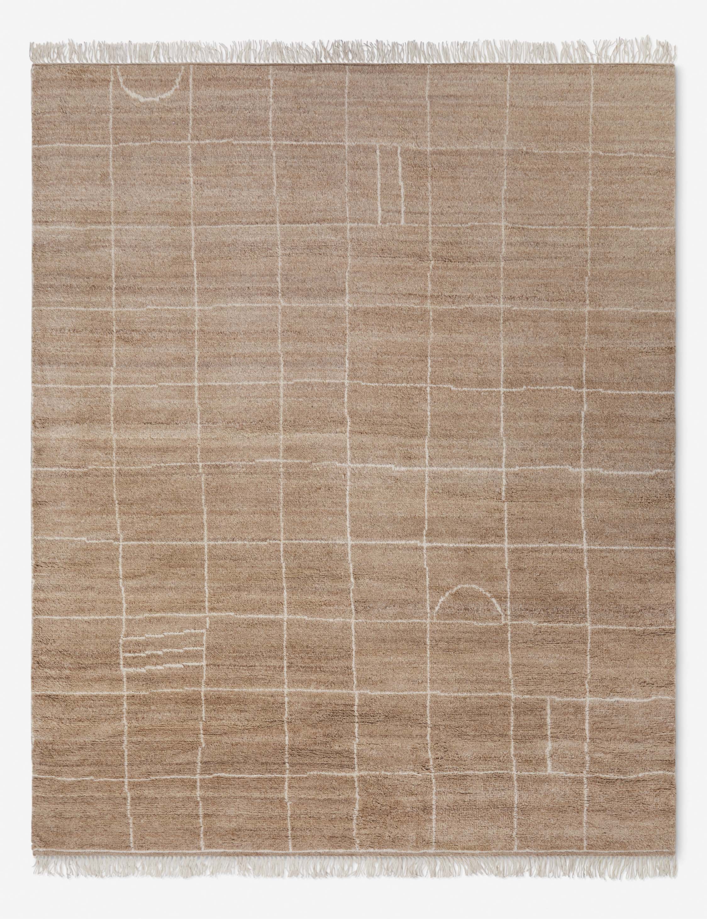 Irregular Grid Hand-Knotted Wool Rug Swatch by Sarah Sherman Samuel, Sandstone - Image 3