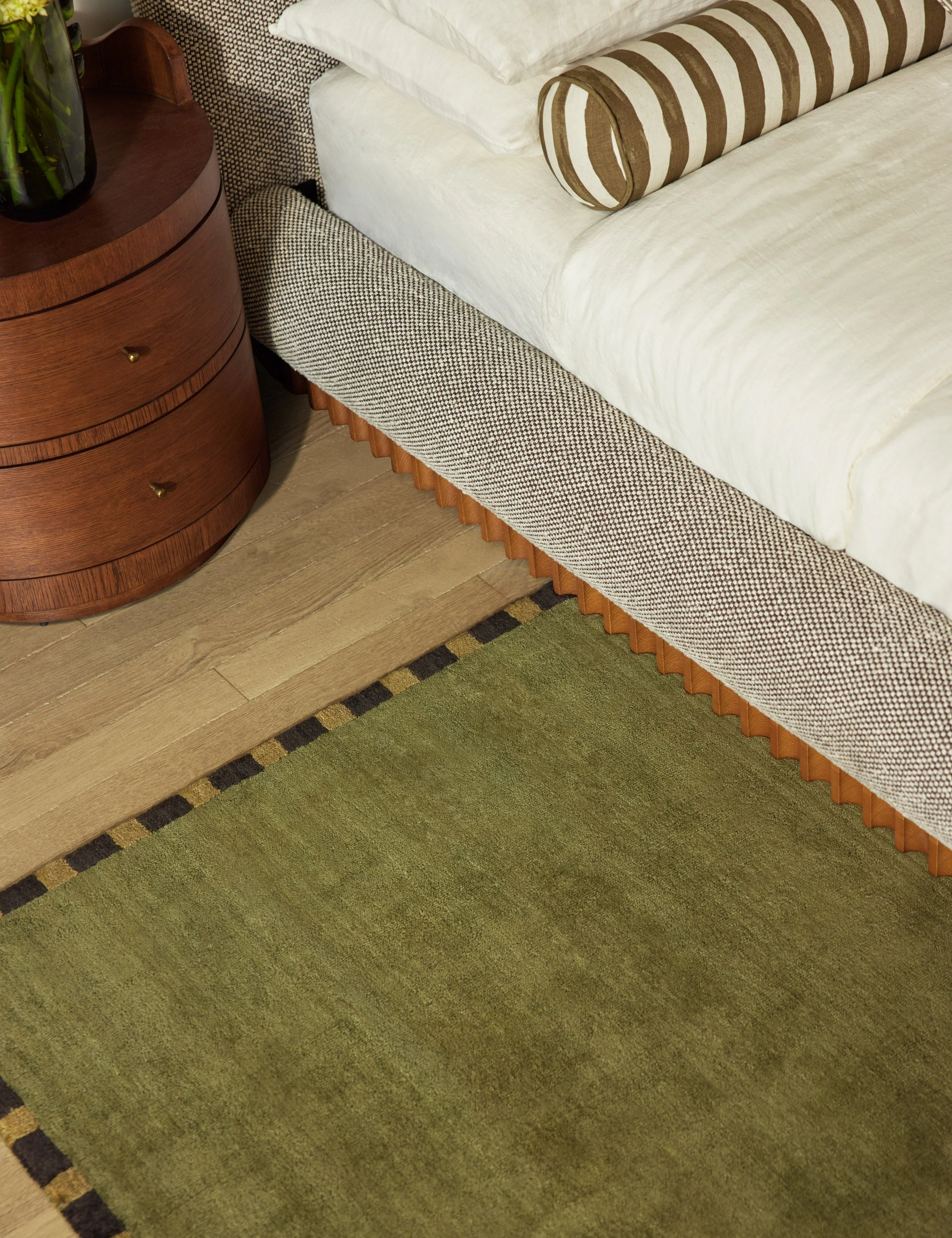 Rajaa Hand-Loomed Viscose Rug Swatch by Sarah Sherman Samuel, Dark Olive - Image 2