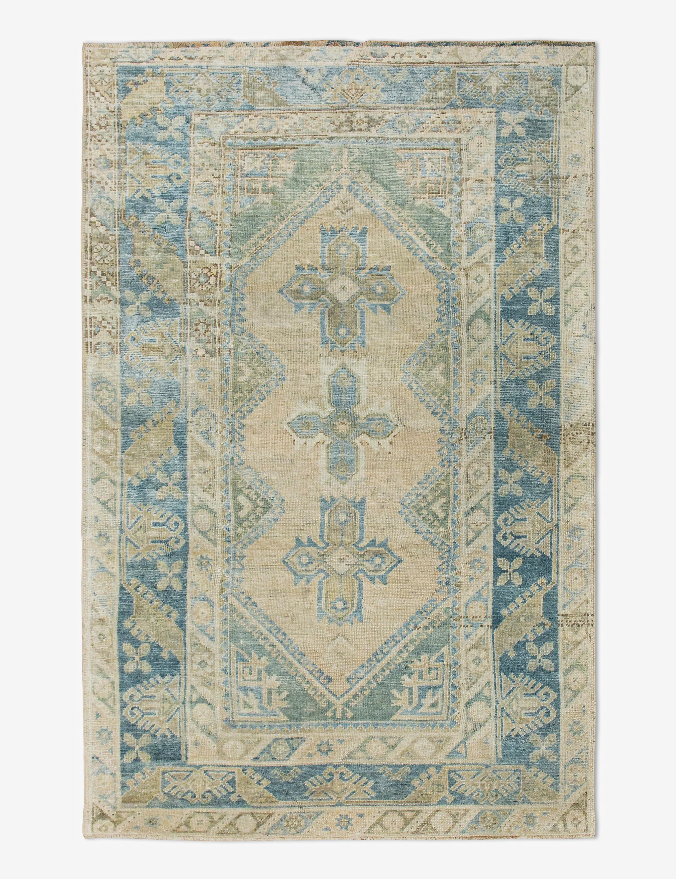 Vintage Turkish Hand-Knotted Wool Rug No. 459, 4'4" x 6'7"
