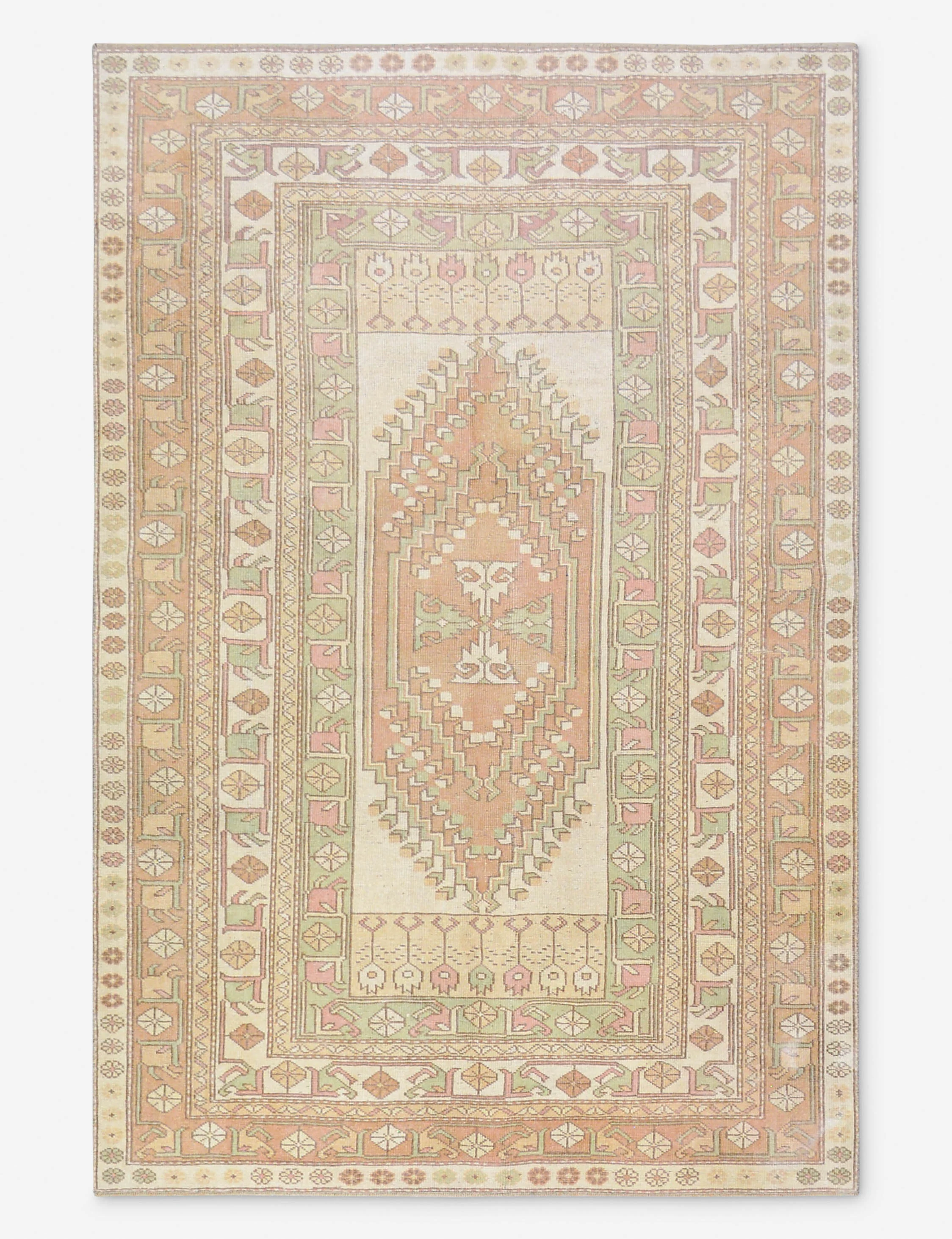 Vintage Turkish Hand-Knotted Wool Rug No. 474, 5' x 7' 4"