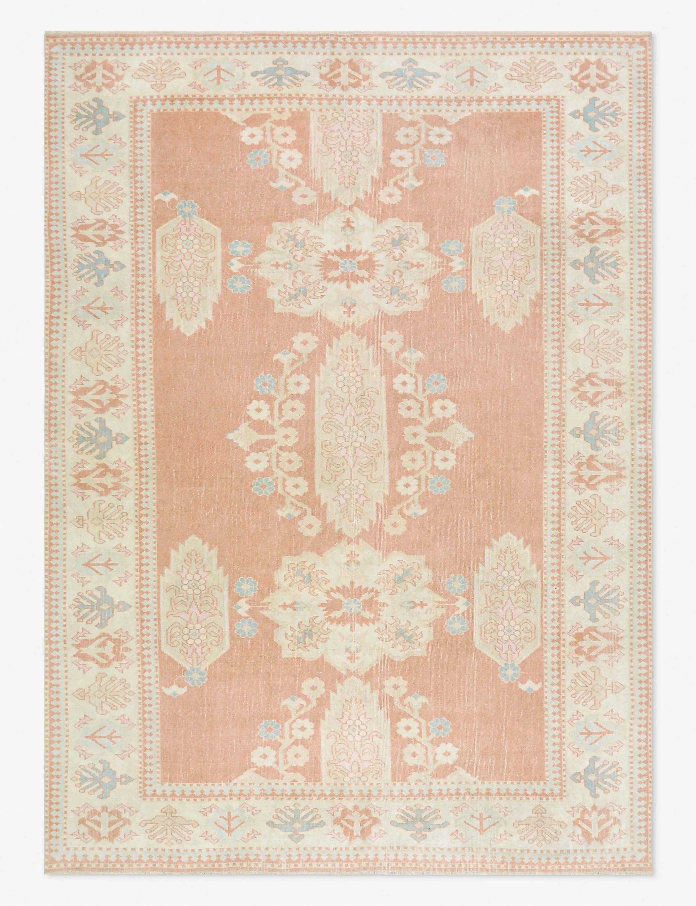 Vintage Turkish Hand-Knotted Wool Rug No. 490, 6' 8" x 9'